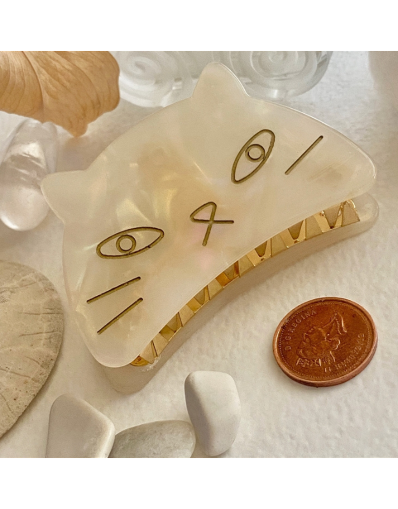 Pika & Bear Grumpy Cat Mother of Pearl Hair Claw by Pika & Bear