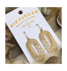 Pika & Bear Lam Raw Brass Art Deco Drop Earrings by Pika & Bear