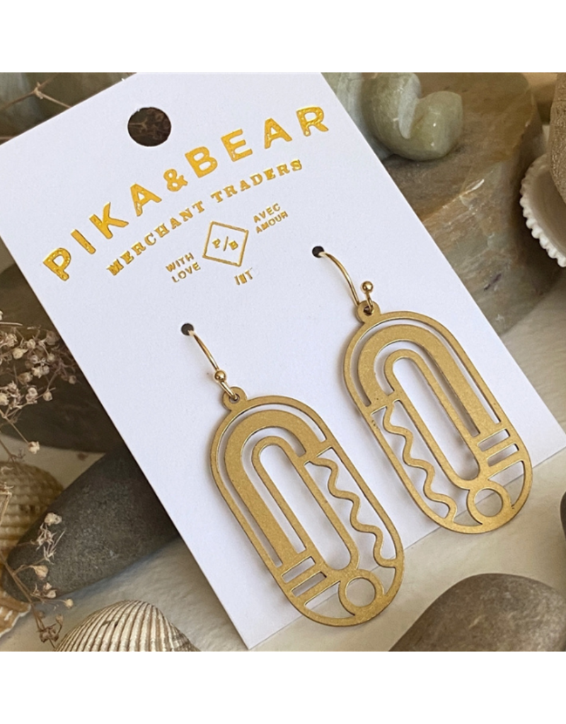 Pika & Bear Lam Raw Brass Art Deco Drop Earrings by Pika & Bear