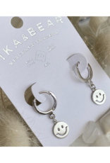 Pika & Bear Have a Nice Day Smiley Face Hugger Hoop Earrings in Silver by Pika & Bear