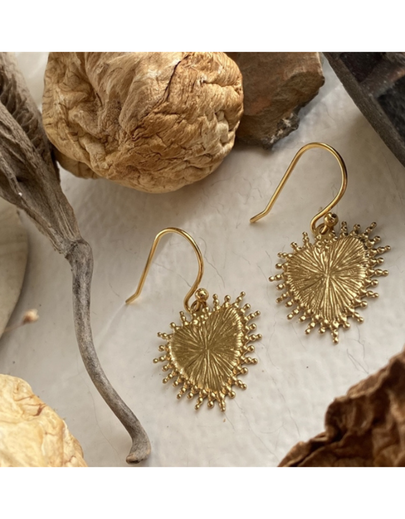 Pika & Bear Sonora Raw Brass Baroque Heart Drop Earrings by Pika & Bear