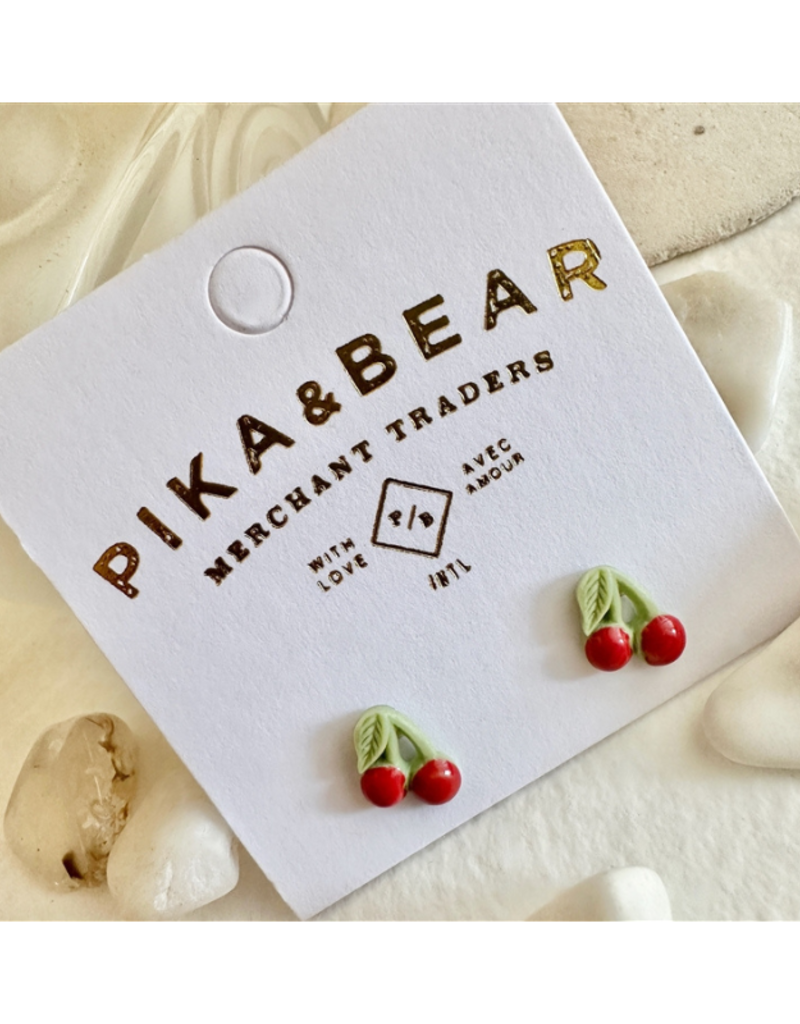 Pika & Bear Pomona Porcelain Cherry Stud Earrings by Pika & Bear