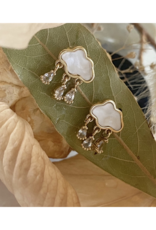 Pika & Bear Wilhelm Mother of Pearl Cloud Earrings with Rhinestone Drops by Pika & Bear