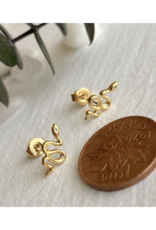 Pika & Bear Grasslands Tiny Snake Stud Earrings with Rhinestones in Gold by Pika & Bear