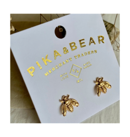 Pika & Bear Wildflowers Tiny Gold Honeybee Stud Earrings in Gold by Pika & Bear