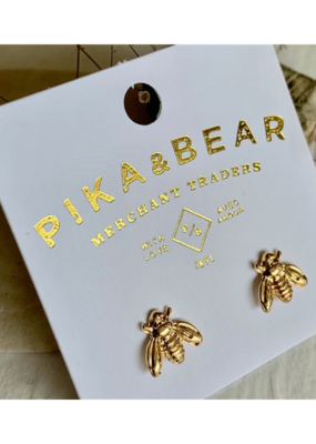 Pika & Bear Wildflowers Tiny Gold Honeybee Stud Earrings in Gold by Pika & Bear