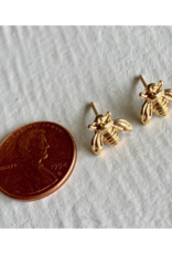 Pika & Bear Wildflowers Tiny Gold Honeybee Stud Earrings in Gold by Pika & Bear