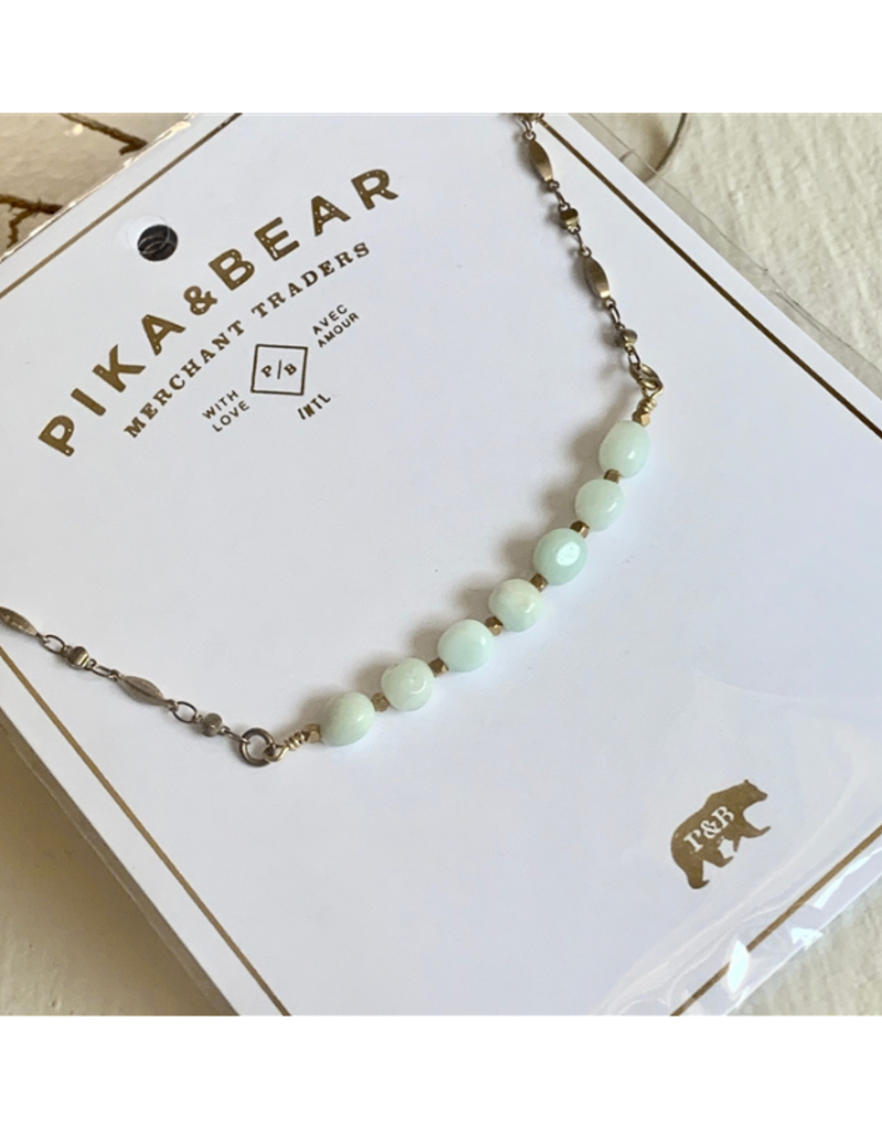 Pika & Bear Indira Ornate Brass Chain Necklace With Amazonite by Pika & Bear