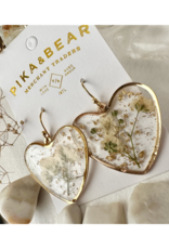 Pika & Bear Bronte Clear Acrylic Heart Earrings with Real Dried Flowers by Pika & Bear