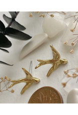 Pika & Bear Hirundo Raw Brass Barn Swallow Stud Earrings