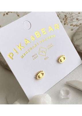 Pika & Bear Iris Watching Eye Studs in Gold by Pika & Bear