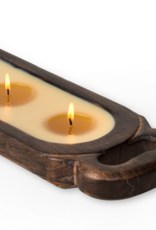 Himalayan Trading Post LAST ONE - 3-Wick Lilac & Leather Wooden Candle Tray by Himalayan Handmade Candle