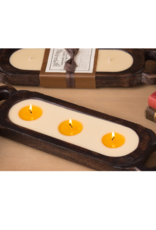 Himalayan Trading Post LAST ONE - 3-Wick Lilac & Leather Wooden Candle Tray by Himalayan Handmade Candle