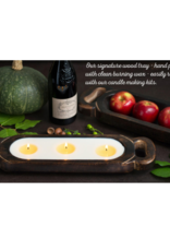 Himalayan Trading Post LAST ONE - 3-Wick Lilac & Leather Wooden Candle Tray by Himalayan Handmade Candle