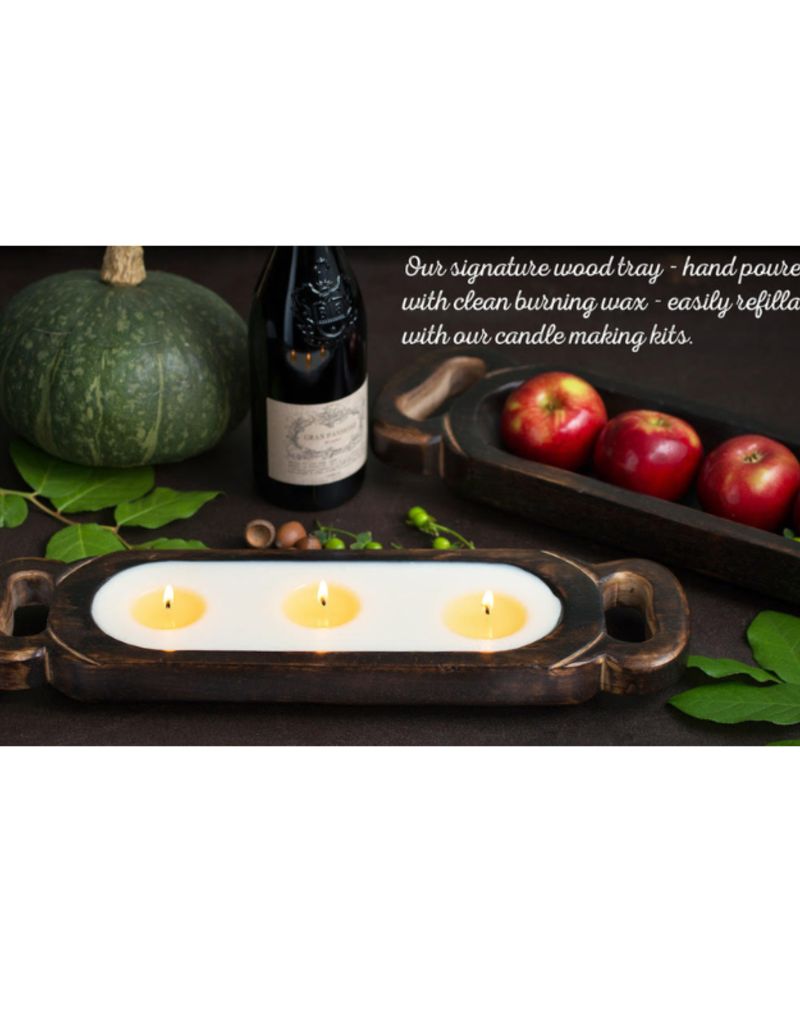 Himalayan Trading Post LAST ONE - 3-Wick Lilac & Leather Wooden Candle Tray by Himalayan Handmade Candle