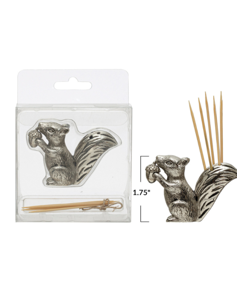 Pewter Squirrel Toothpick Holder