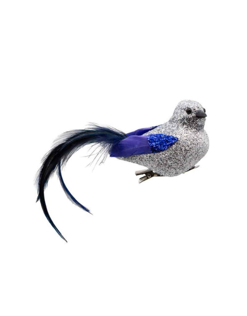 Blue/Silver Bird Clip Orn