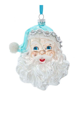Blue & Silver Santa Face Ornament