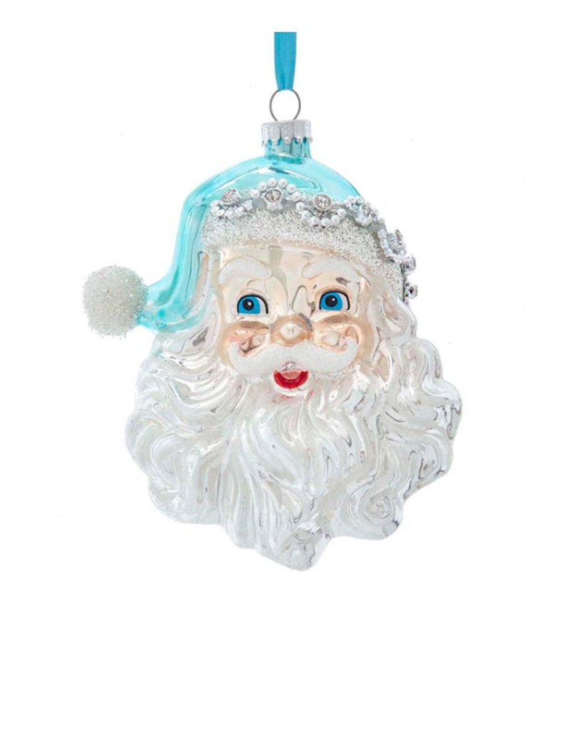 Blue & Silver Santa Face Ornament
