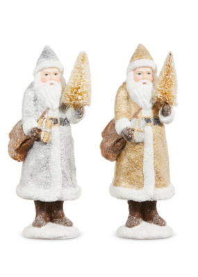 Glitter Santa with Tree in  Gold or Silver