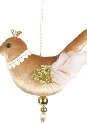 Fabric Bird Ornament Taupe