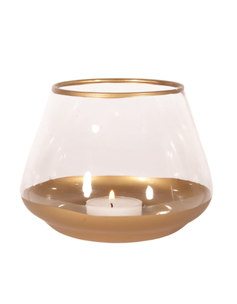 LAST ONE - Gold Glass Tealight Holder Large
