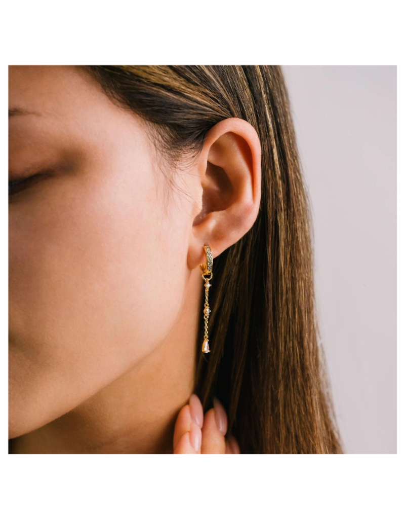 Lover's Tempo Raindrop Charm Hoop Earrings in Gold by Lover's Tempo