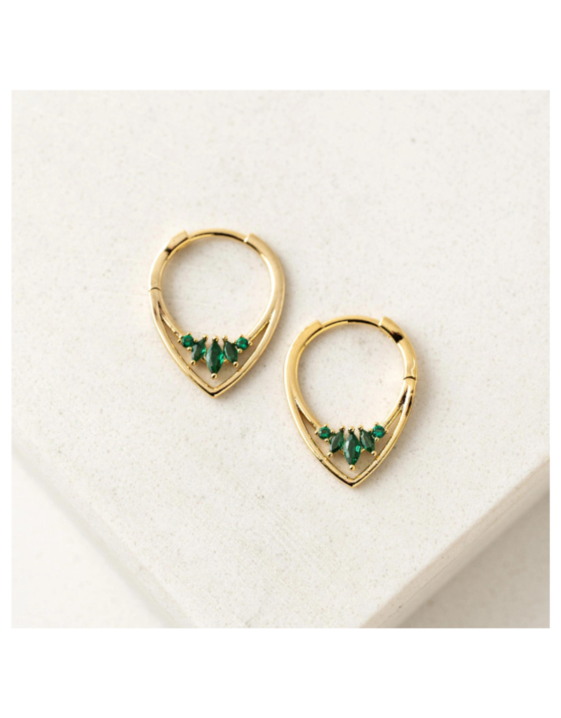 Lover's Tempo Aria Hoop Earrings in Emerald by Lover's Tempo