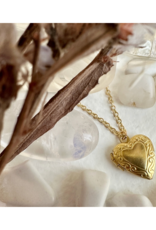 Pika & Bear Elizabeth Heart Locket Necklace in Brass by Pika & Bear