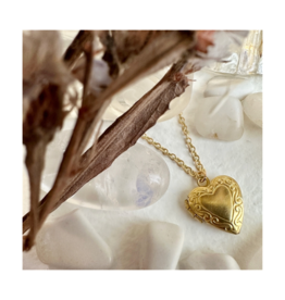 Pika & Bear Elizabeth Heart Locket Necklace in Brass by Pika & Bear