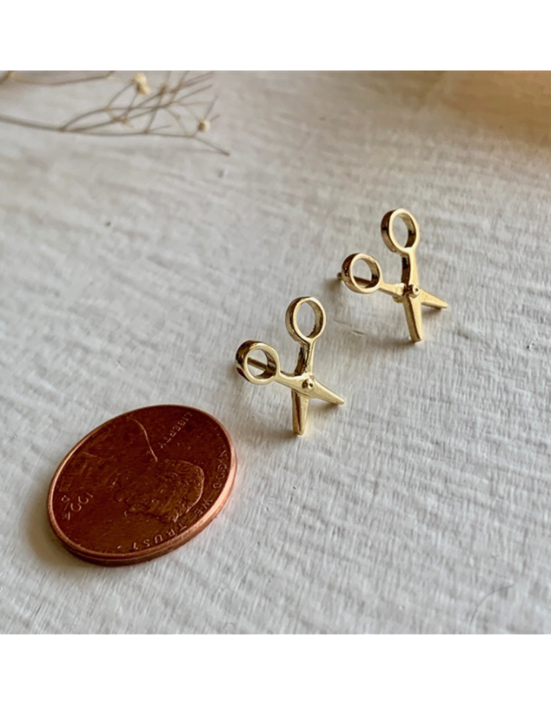 Pika & Bear Snips Scissor Stud Earrings in Gold by Pika & Bear