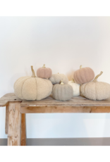 Indaba Trading Felt Pumpkin in White Medium