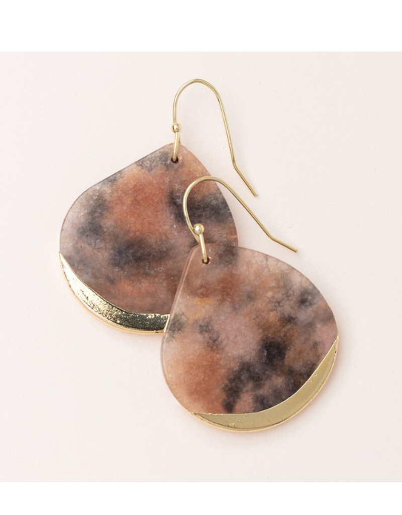 Scout Stone Dipped Teardrop Earring - Pink Agate/Gold by Scout