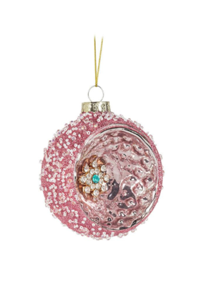 Pink Glitter Reflector Glass Ball Ornament