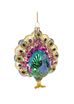 Standing Peacock Glass Ornament