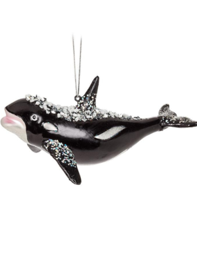 Swimming Orca Glass Ornament