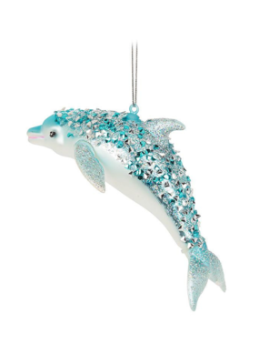 Leaping Dolphin Glass Ornament