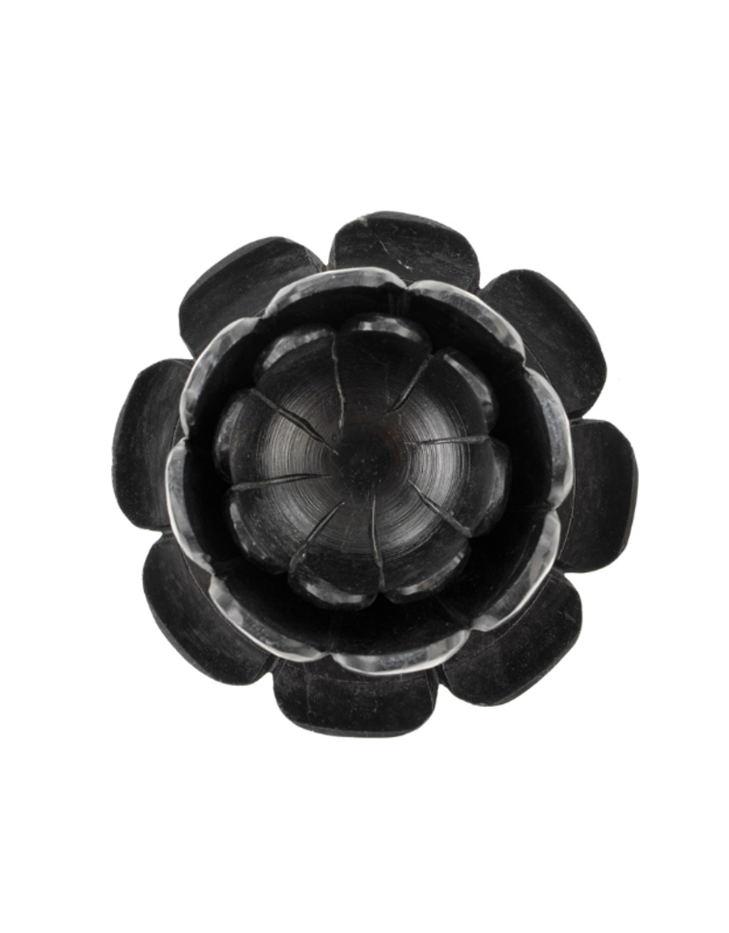 Indaba Trading Stone Lotus Tealight Holder Black Set/3