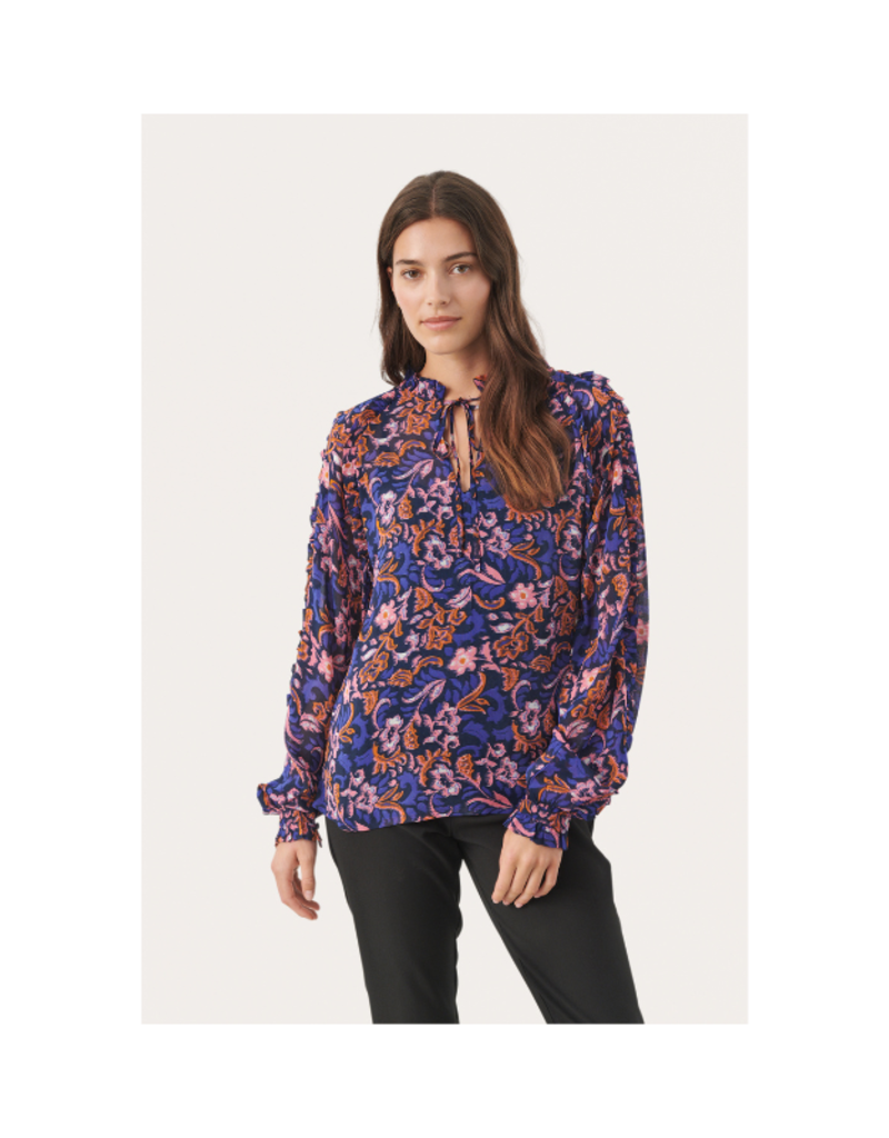 Part Two Dinna Blouse in Midnight Sail Wallpaper Print by Part Two