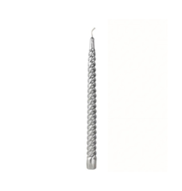 Silver Spiral Metallic Taper Candle