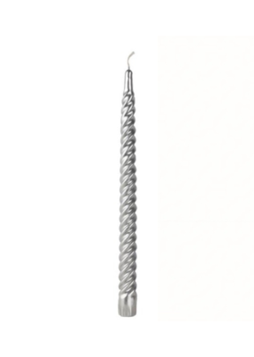 Silver Spiral Metallic Taper Candle