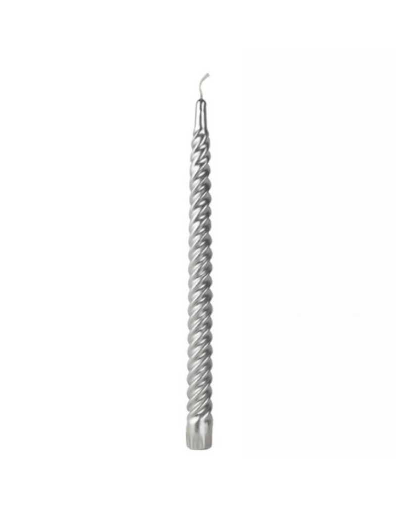 Silver Spiral Metallic Taper Candle