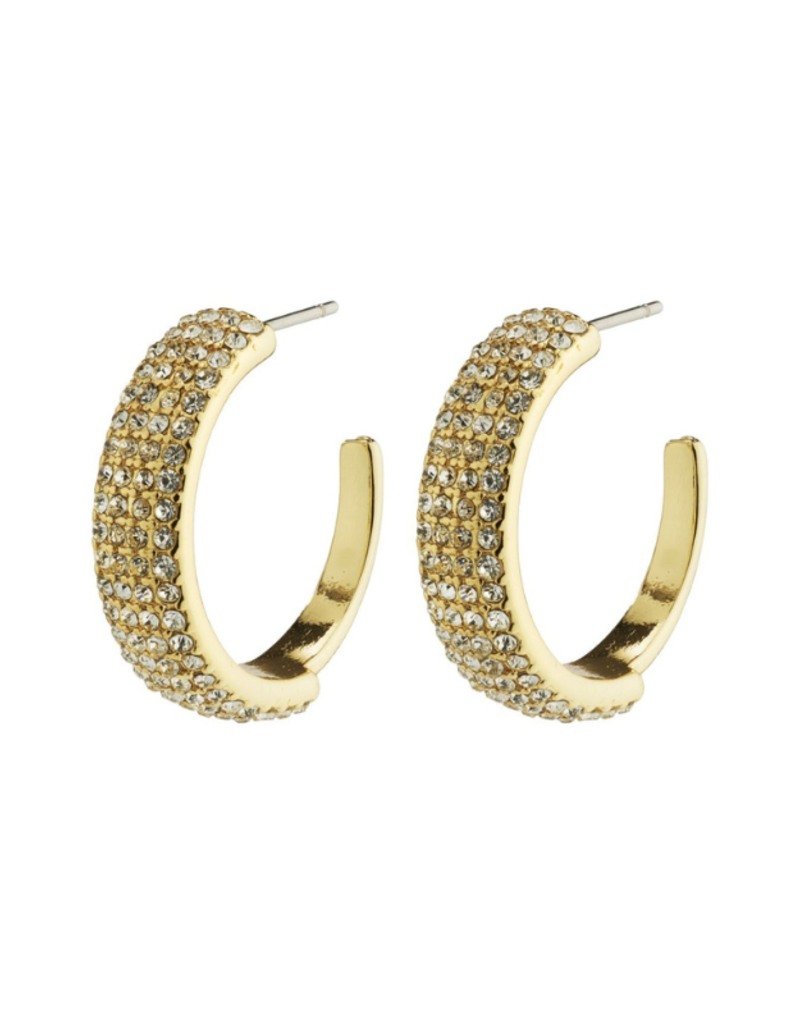 PILGRIM Aspen Crystal Hoop Earrings in Gold by Pilgrim