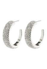 PILGRIM Aspen Crystal Hoop Earrings in Silver by Pilgrim