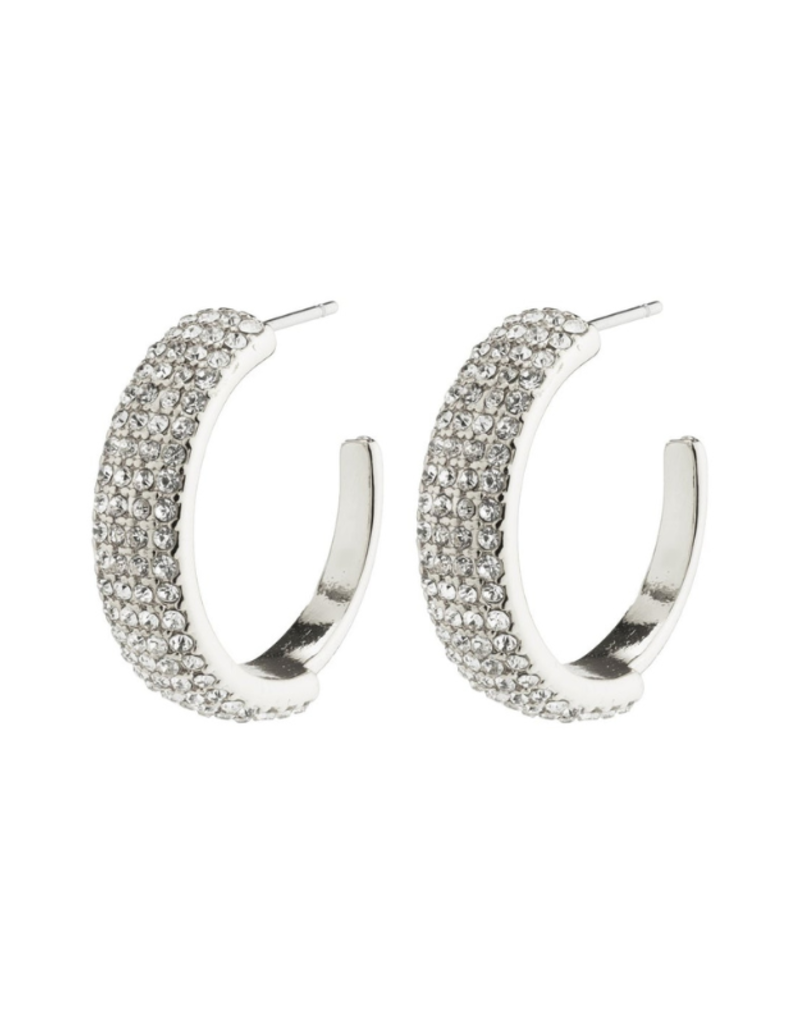 PILGRIM Aspen Crystal Hoop Earrings in Silver by Pilgrim