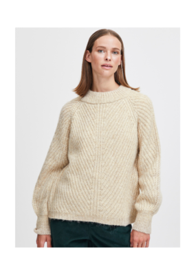 b.young Oksana Turtleneck Sweater in Cement Melange by b.young