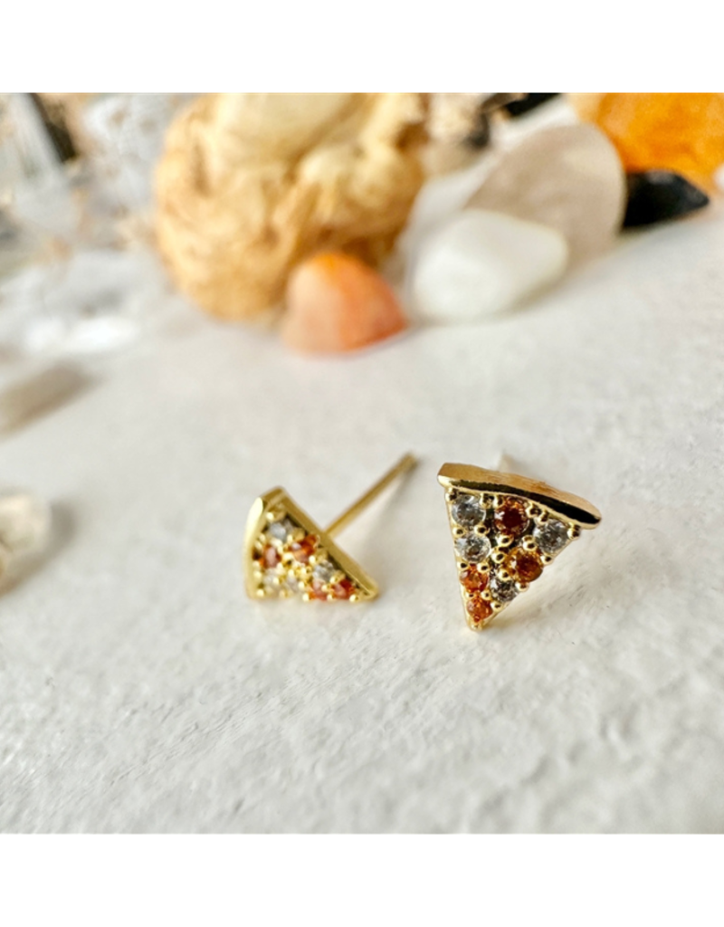 Pika & Bear Pizza Slice Gem Stud Earrings by Pika & Bear