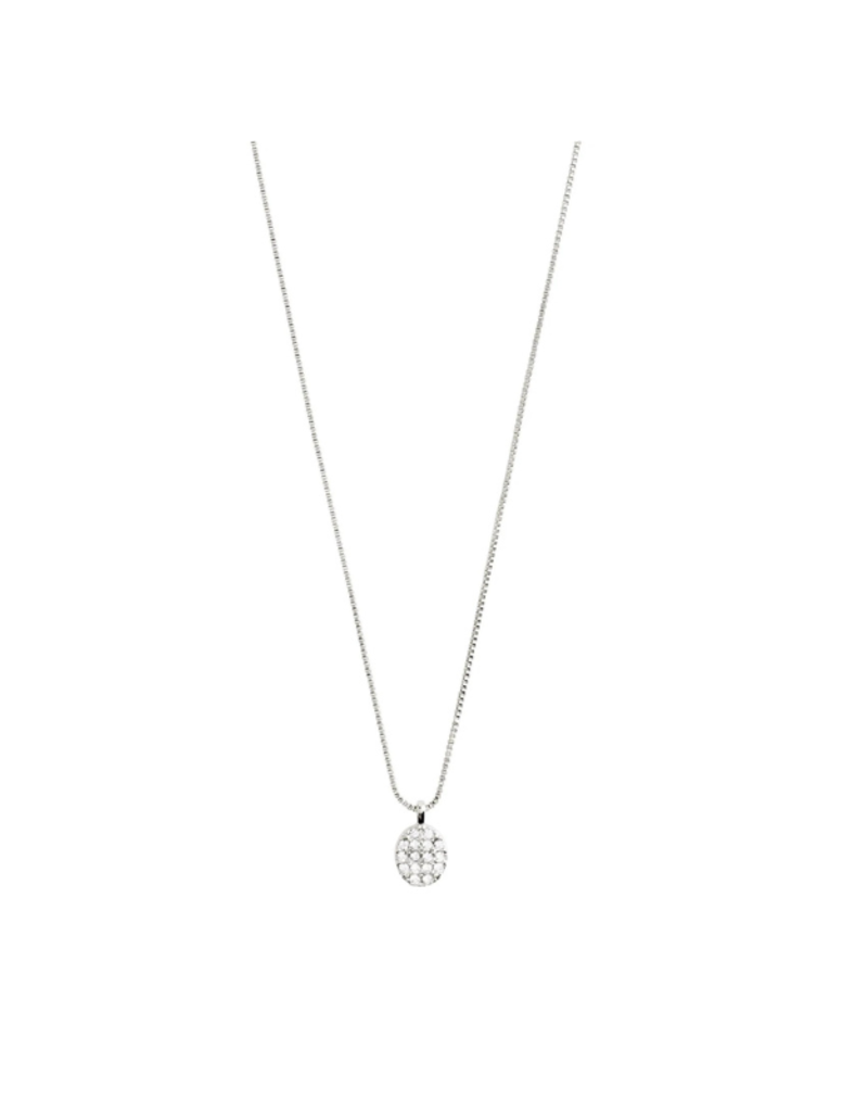 PILGRIM LAST ONE - Beat Crystal Coin Necklace in Silver by Pilgrim