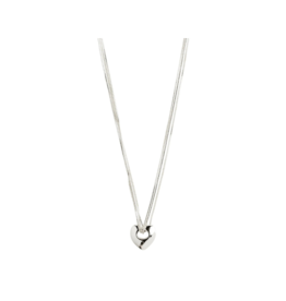PILGRIM Wave Heart Necklace in Silver by Pilgrim