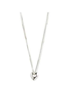 PILGRIM Wave Heart Necklace in Silver by Pilgrim